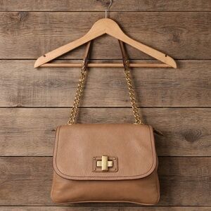 BCBG MAX AZRIA CAMEL BUTTERY SOFT LEATHER PURSE/SHOULDER BAG